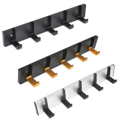 China Contemporary Black Concealed Wall Mounted Aluminum-Magnesium Alloy Bathroom And Kitchen Multi-Tier Coat Hooks for sale