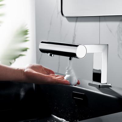 China Sense Faucets Commercial Bathroom Hand Basin Sensor Faucet Automatic Sensor Integrated Soap Dispenser Smart Faucet for sale