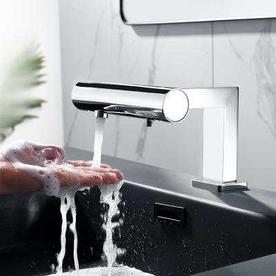 China Sense Faucets Commercial Hotel Bathroom Basin Sensor Faucet Automatic Sensor Integrated Soap Dispenser Smart Faucet for sale