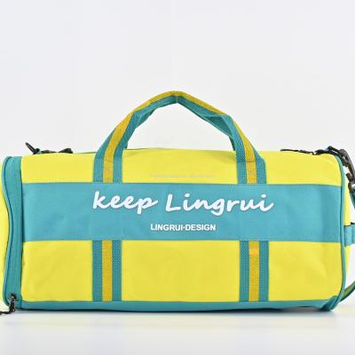 China Custom Logo Cylinder Bag Larger Style Customized Preppy Style Gym Bag Bigger College Bags Parity Yellow Soft Polyester For Woman for sale