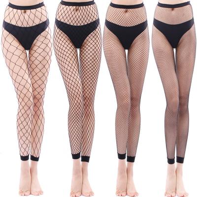 China Breathable Women's Sexy Mesh Fishnet Tights Ninth Pants Black High Waist Mesh Net Holes Hosiery Pantyhose Nylon Legless Stockings for sale