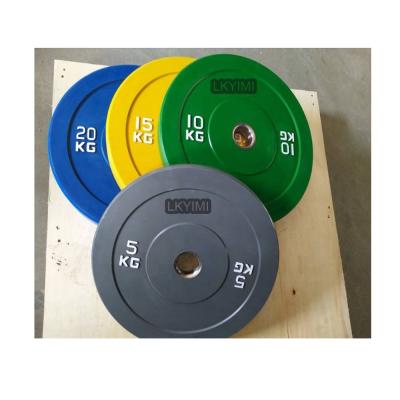 China Cheapest Custom Logo Urethane Exercise Gym Color Rubber Bodybuilding Weight Bumper Plates for sale