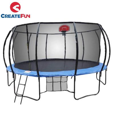 China 150kg CreateFun 16ft Outdoor Jump Fiberglass Trampoline With Basketball Hoop for sale