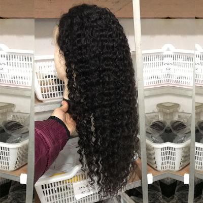 China Popular Wavy Water Wave Hair Pre Plucked Lace Wigs Water Wave Transparent Lace Front Virgin Hair Wig for sale