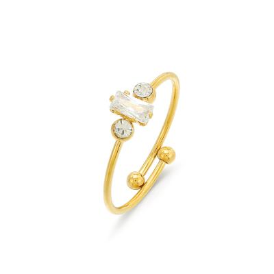 China Adjustable Fashionable Cubic Stone Wholesale Custom Halo Zirconium Stainless Steel 18K Gold Plated for sale