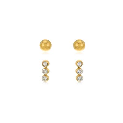 China Simple Fashion Halo Rhinestone And Cubic Zirconia Stainless Steel Stud Earring Set for sale