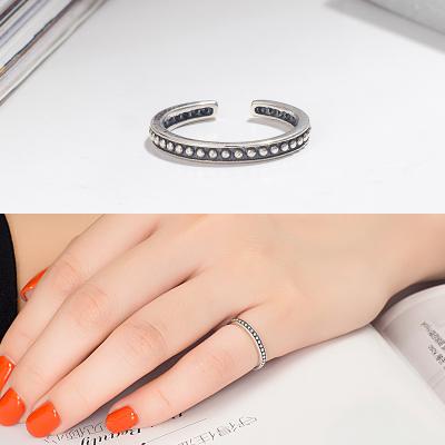 China SR102-021 Vintage Style Small Open Beanie Band Waist Ring For Pinky S925 Sterling Silver for sale