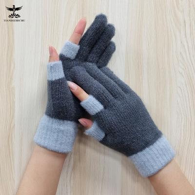 China Plain Cotton Gloves Simply Color Fashion Cheap Plush Thick Warm Touch Screen Gloves for sale