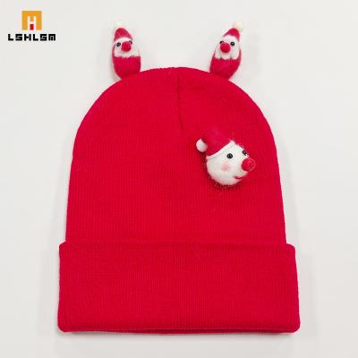 China Winter New Adult Cute Snowman Hat Ladies COMMON Moose Decorated Christmas Hat Thick Warm Knit Hat for sale