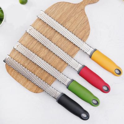 China Sustainable Universal Stainless Steel Cheese Grater Citrus Lemon Zester With Handle For Vegetable Parmesan Kitchen Gadgets for sale