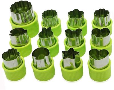 China Sustainable Mini Stainless Steel Metal Baking Molds 12pcs Fruit Vegetable Cutter Shapes for sale