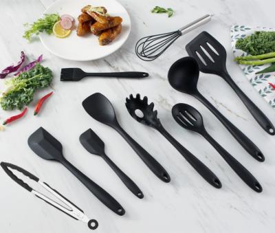 China Stocked Professional Made Silicone Heat Resistant Kitchen Cooking Spatulas Utensil Set for sale