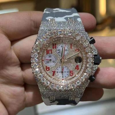 China Luxury Automatic Date Marked Iced Out Full VVS Moissanite Diamond Watches Diamond Wrist Watch For Men for sale