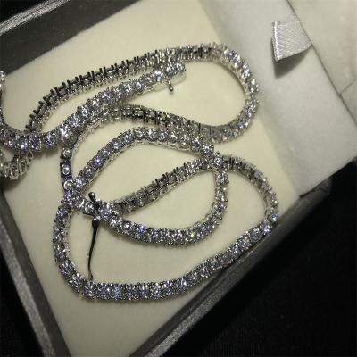 China Hiphop Item Cool Hip Hop Bling Bling Sterling Silver Gold Plated Tennis Necklace with 4m Moissanite Diamond for sale