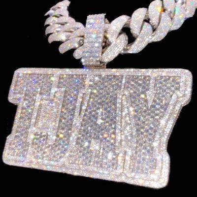 China Hiphop Jewelry Outlet Custom Luxury High End Hitters Hip Hop Necklace Iced Out Moissanite Letter Initial Pendant for sale