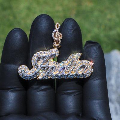 China Full Of Iced Out Hip Hop Personality Hip Hop Out 10K Gold Moissanite Diamond Pendant Necklace for sale