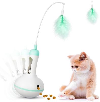 China Cat Tumbler Leaking Ball Snack Stocked Hand Held Toys with Feathers for sale