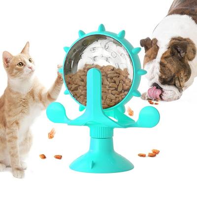 China Funny Ball Viable Cat Feeder Drop Shipping Automatic Cat Leaking Food Toy Training Windmill Bauble for sale