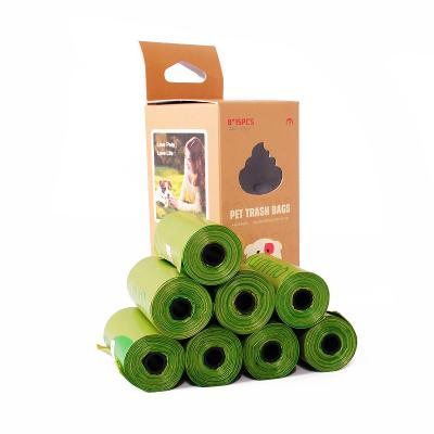 China Eco Friendly Disposable Dog Poop Waste Bag Plastic Stocked 8 Rolls Box for sale