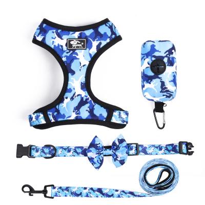 China Thoughtful Dress Harness Chest Accessories Pet Camouflage Dog Leash And Bin Set for sale