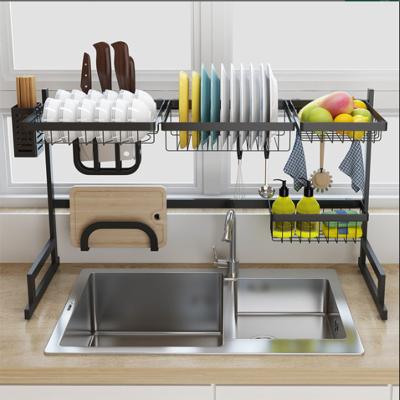 China Sustainable Standing Stainless Steel Over Sink Drying Rack Dish Drainer Rack For Kitchen for sale