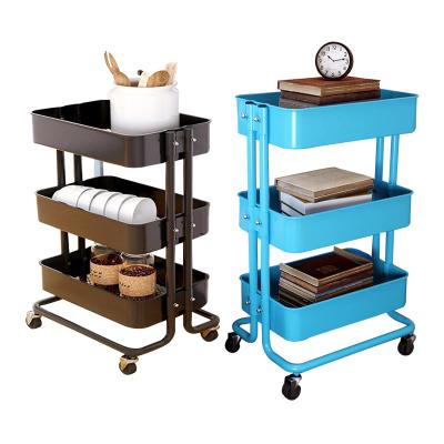 China Houshold Storage 3 Tier Organizer Cart Kitchen Beauty Tool Storage Cart with Wheel-Grey for sale