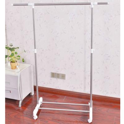 China New Products Adjustable Single Pole Stainless Steel With Wheel Clothing Drying Rack for sale