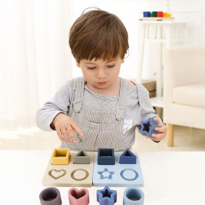 China Silicone Antibacterial Balance Toys Montessori Stracking Building Blocks Puzzle Toys for Children Montessori Early Education for sale