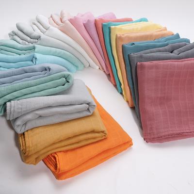 China 2022 High Quality Solid Organic Ruffle Newborn Baby Boy Girl Cotton Muslin Bamboo Bamboo Infant Blankets for sale