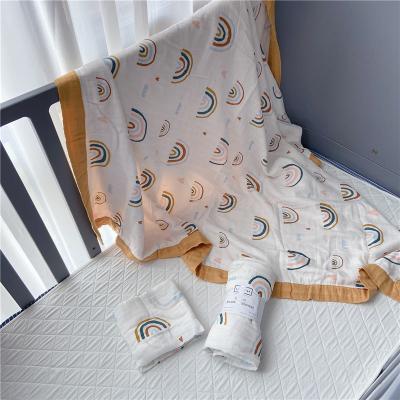 China Custom Baby Wearable Newborn Baby Bibs Cotton Print Baby Gift Bamboo Muslin Baby Wrap Blankets for sale