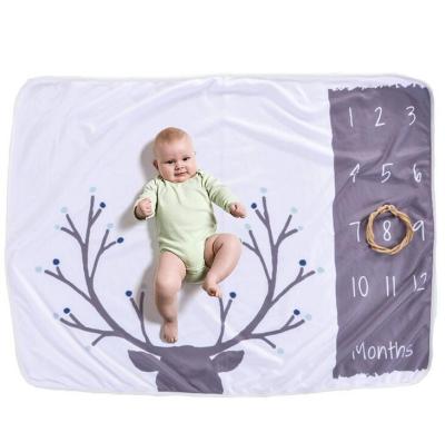 China Hot Sale PORTABLE Baby Kids Fleece Blankets Monthly Baby Milestone Blanket For Photography for sale