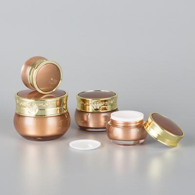 China 10g 15g 30g 50ml Gold Face Cream Acrylic Container Fancy Plastic Cosmetic Jar Plastic Face Cream Jars for sale