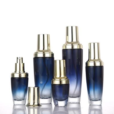 China Wholesale Cosmetic Small Blue Eye Perfume Lotion Bottle Gradient Color Cream Spray Sealed Cosmetic Glass Bottle for sale