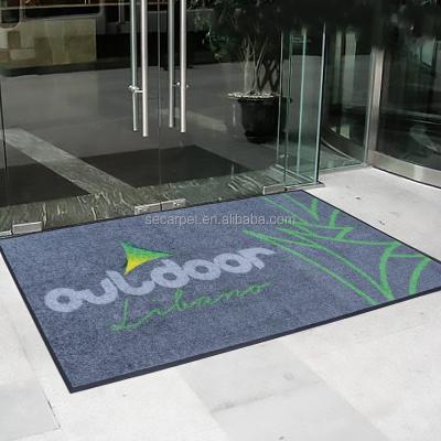 China Rubber Custom Printed Foot Logo Adhesive-Protective Door Mat for sale