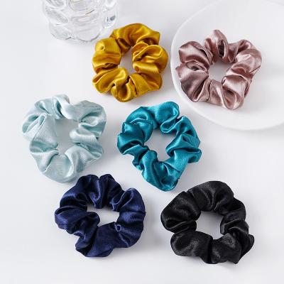 China Wholesale Elastic Satin Ponytail Solid Color Hair Scrunchies Scrunchy Hair Accessories European and American Style Cloth Hair Ties Bands for Women Girls for sale