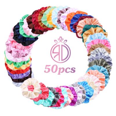 China Soft Satin Scrunchies Fashion Headbands Colors Elastic Hair Bands Multi Stretch Elastic Hair Band for Women for sale