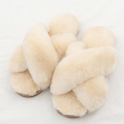 China Wholesale Custom Made Fashion Trend Factory Faux Fur Slippers Home Felt Sheepskin Fur Slippers for sale