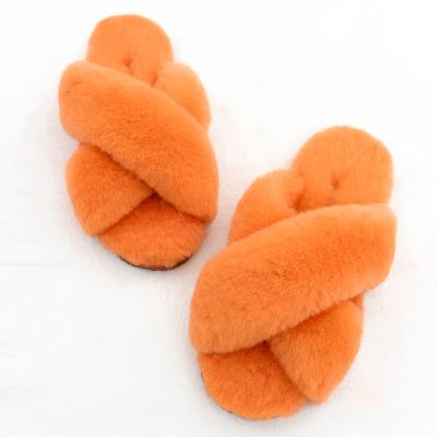 China Fashion Trend Fashion Soft Women's Fur Slippers Customized Sheepskin Home Slipper for sale