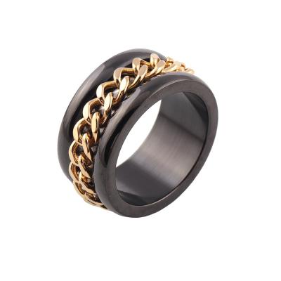 China Punk Men Ring High Quality Black Color Titanium Steel Spinner Rings for sale