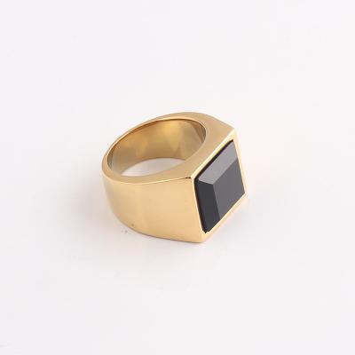 China FASHIONABLE Luxury Dark IP Gold Plated Cheap Stainless Steel Women Gemstone Ring for sale