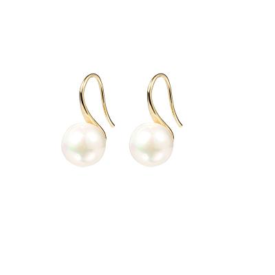 China Large clear ALLOY pearl earrings for women simple round white pearl earrings rose gold color jewelry classic earrings elegant gift for sale