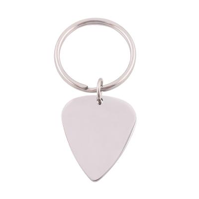 China Europe Fashion Trendy Custom Engraved Hawaiian Guitar Picks Stainless Keyring Key Ring Chain Keychain for sale