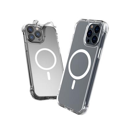 China Celulares Magnetic PC Back Cover Shockproof Phone Case Clear Shockproof Case TPU Protector For iPhone 13 for sale