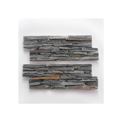 China Hot Sale 3d Artificial Stacked Veneer Natural Stones Black Slate Rubble for sale