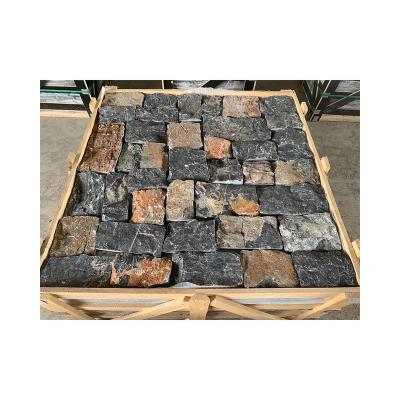 China Fashion Professional Mixed Black And Yellow Natural Culture Stone Wall Tiles for sale