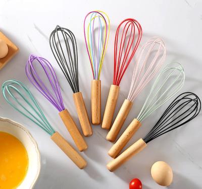 China Sustainable High Quality Handle Egg Mixer Kitchen Supplies Wooden Egg Beater for sale