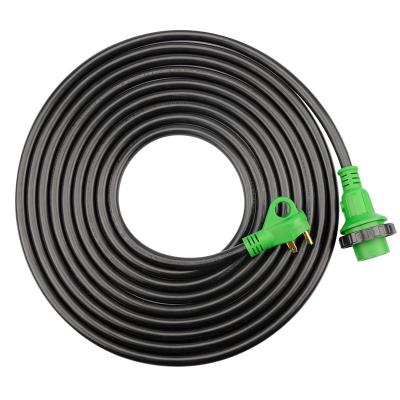 China Industrial Equipment 25FT Foot 30A Amp RV Extension Cord Trailer Motorhome Camper Power Supply Cable for sale