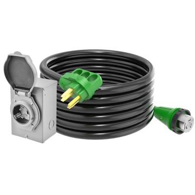 China Industrial Equipment J01 50 Amp 25ft RV Extension Cord, Marine Power Cord Combo Kit and 50A Inlet Power Box for sale