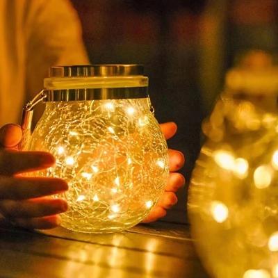 China Outdoor Hanging Solar Light Decoration Unique 20 Hemp Rope Lights Home Gift Led Mason Jar Light for sale