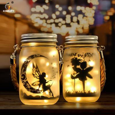 China Glass Lamp Christmas Garden Decoration LED Outdoor Hanging Jar Fairy Mason Jar Lights Solar Lantern for sale